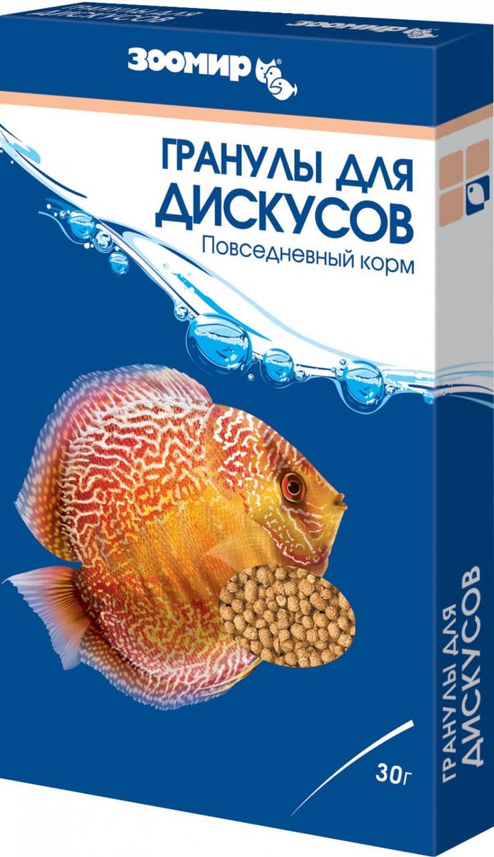 Корм Зоомир Гранулы, для дискусов, 30 г533 Корм Зоомир Гранулы, для дискусов, 30 г533Корм Зоомир Гранулы - это диетическое питание для дискусов. Сбалансированный по питательным веществам состав учитывает их слабую пищеварительную систему и повышенную требовательность к еде, способствует проявлению яркой сочной окраски. Содержит богатые витаминами компоненты животного и растительного происхождения, в том числе, креветки, мелкие рачки, лиофильно высушенные (сублимированные) личинки насекомых. Специальная технология изготовления корма обеспечивает его высокую усвояемость и питательность, а также полное обеззараживание.Состав: гаммарус, артемия, мотыль, мука рыбная, мука креветочная, мука пшеничная, морские водоросли, соевый белок, спирулина, витаминный комплекс.Товар сертифицирован.