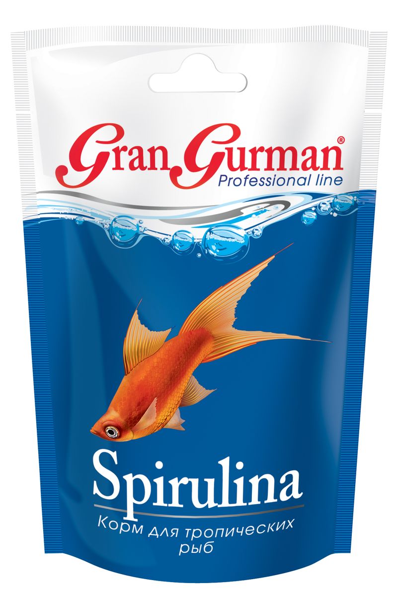 Корм для тропических рыб Gran Gurman Spirulina, 30 г573 Корм для тропических рыб Gran Gurman Spirulina, 30 г573Полнорационный гранулированный корм (плавающие и медленно тонущие гранулы) с повышенным содержанием спирулины, подходящий для большинства тропических аквариумных рыб. Входящие в состав корма водоросли Spirulina (20%) обеспечивают рыб всеми необходимыми для нормальной жизнедеятельности веществами. Спирулина является самым богатым природным источником легко усваиваемого белка, богатого незаменимыми аминокислотами. Она содержит крайне необходимые рыбам ненасыщенные жирные кислоты, а также витамины и каротиноиды, способствующие проявлению яркой природной окраски рыб. Спирулина нормализует обмен веществ и укрепляет иммунитет рыб. Содержащийся в корме пробиотик обеспечивает правильное пищеварение и активный иммунитет. Применение уникальной технологии гарантирует обеззараживание корма и сохранение важнейших пищевых свойств исходных компонентов.Состав: мелкие ракообразные, рыбные продукты, пшеничная мука, кукурузная мука, пророщенные семена злаковых и бобовых культур, спирулина, пивные дрожжи, морские водоросли, витаминный комплекс, пробиотик (специальные бактерии Субтилис), витамин Е в качестве антиоксиданта.