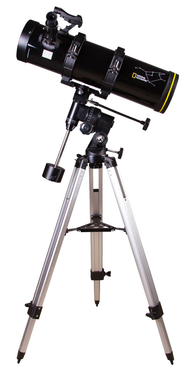 Bresser National Geographic 130/650 EQ телескоп9069000 Bresser National Geographic 130/650 EQ телескоп9069000Телескоп Bresser National Geographic 130/650 EQ создан для изучения объектов дальнего космоса. Зеркало диаметром 130 мм собирает много света, снижает хроматические аберрации и потери света и формирует четкое и ясное изображение. Благодаря короткой оптической трубе телескоп удобно перевозить, что особенно важно при частых полевых наблюдениях. Если вы предпочитаете изучать туманности и удаленные галактики вне городской засветки, то рефлектор Bresser National Geographic 130/650 EQ – ваш выбор.Телескоп со светосильной оптикой:Bresser National Geographic 130/650 EQ – это рефлектор с относительным отверстием 1/5, что позволяет ему эффективно собирать свет от тусклых объектов. Малые световые потери позволяют наблюдать большое количество комет, рассеянных скоплений и удаленных туманностей. Светосильная оптика незаменима и при астрофотографии. С телескопом Bresser National Geographic 130/650 EQ вы сможете использовать короткие выдержки и получать четкие изображения небесных объектов.Надежная экваториальная монтировка EQ3:Хорошая оптическая схема всегда нуждается в надежной и современной монтировке. Телескоп Bresser National Geographic 130/650 снабжен экваториальной монтировкой EQ3, которая крепко фиксирует трубу телескопа. Ведение телескопа по осям при помощи ручек точных движений происходит мягко и без усилий. Телескоп легко и быстро реагирует на ваши действия и точно фокусируется на интересующих вас объектах.Большой набор аксессуаров в комплекте:В комплекте поставки вы найдете базовый набор аксессуаров: два окуляра стандартного посадочного диаметра 1,25, трехкратную линзу Барлоу, лунный фильтр, программу-планетарий и подвижную карту звездного неба. На начальном этапе такого комплекта будет вполне достаточно для проведения основных наблюдений: изучения лунной поверхности, исследования колец Сатурна, фотографирования туманностей и галактик.