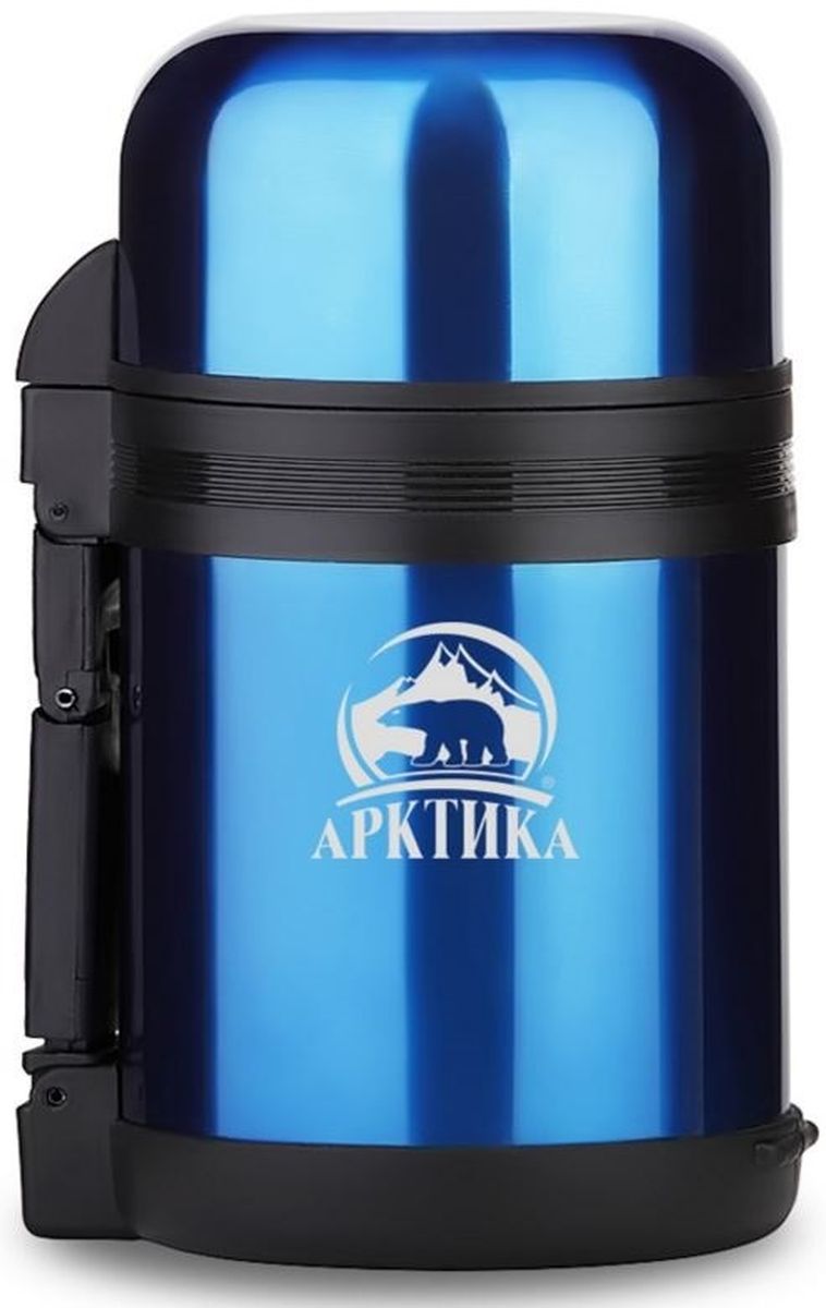 Термос Арктика, с чашкой, цвет: синий, 1,2 л202-1200 синий Термос Арктика, с чашкой, цвет: синий, 1,2 л202-1200 синийТермос Арктика с широким горлом сохранит вашу еду или напитки горячими в течение долгого времени. Корпус выполнен из высококачественной нержавеющей стали. Крышку можно использовать в качестве стакана, так же есть дополнительная чашка и удобный ремешок для переноски. Пробка термоса состоит из двух составных частей: узкая для напитков, широкая для еды. Он составит компанию за обеденным столом, улучшит настроение и поднимет аппетит, где бы этот стол не находился. Пусть даже в глухом отсыревшем лесу, где даже развести костер будет стоить немалого труда. Забудьте об этих неудобствах - вместительный и компактный термос Арктика с радостью послужит вам в качестве миниатюрной полевой кухни, поднимет настроение нарядным внешним видом и вкусной домашней едой.Диаметр горлышка для напитков: 4,2 см.Диаметр горлышка для еды: 7,5 см.Диаметр основания: 10,7 см.Высота (с учетом крышки): 27 см.Время сохранения температуры (холодной и горячей): 24 часа.