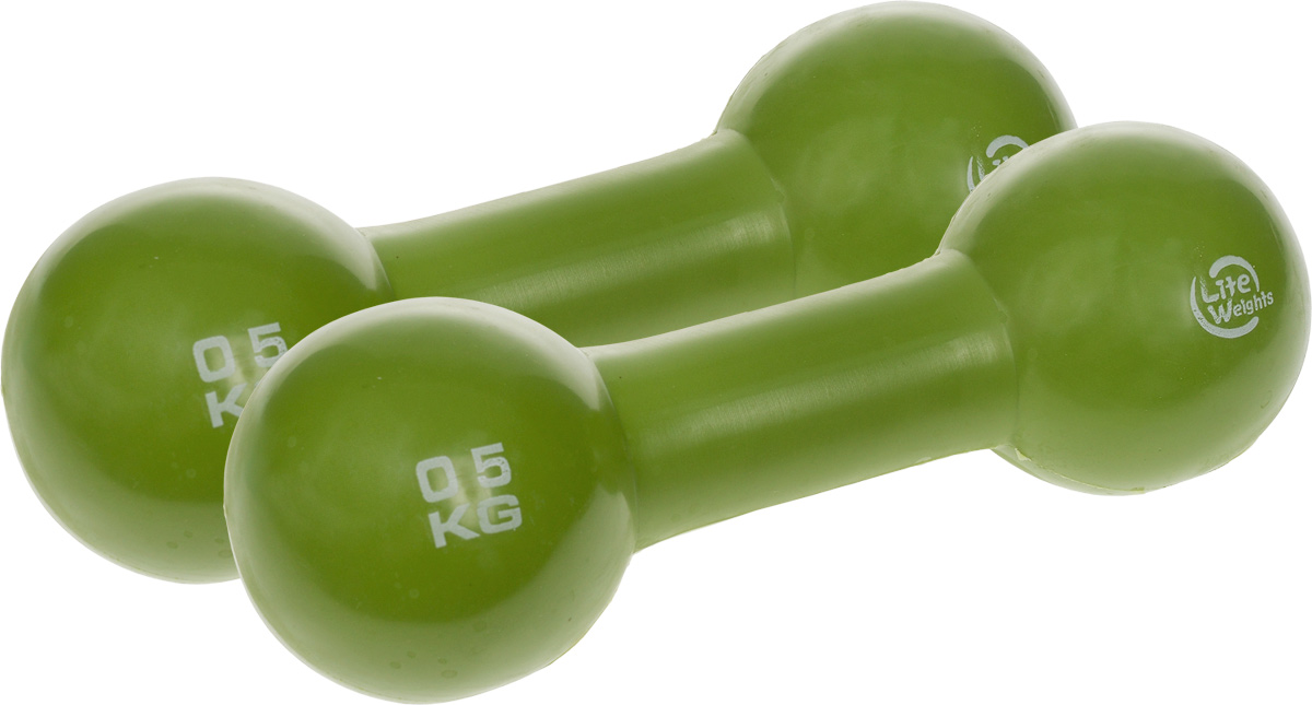 Гантель виниловая Lite Weights, 0,5 кг, 2 шт3966EG Гантель виниловая Lite Weights, 0,5 кг, 2 шт3966EGГантели Lite Weights с виниловым покрытием отлично подойдут для занятий аэробикой и фитнесом. Они выполнены из ПВХ и наполнены песком. Занятия с гантелями помогают приобрести красивую рельефную форму мышц, сделать костную ткань и связки более плотными, кроме того это верный путь избавления от лишнего веса.