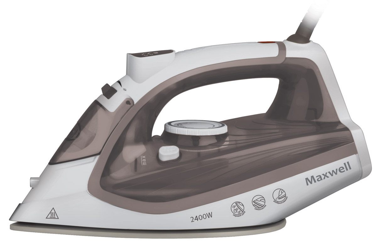 Maxwell MW-3047(ВN) утюгMW-3047(ВN) Maxwell MW-3047(ВN) утюгMW-3047(ВN)Утюг Maxwell MW-3047(ВN) оснащен функцией вертикального отпаривания и самоочистки. Подошва утюга выполнена из надежной стали, покрытой прочным керамическим покрытием, которое обеспечивает бережное отношение к разным тканям и прекрасное скольжение по любой одежде в процессе глажения.Утюг Maxwell MW-3047(ВN) быстро нагревается. По необходимости вы можете изменить температуру нагрева подошвы, что позволяет бережно выгладить одежду даже из деликатных тканей. Более того, есть возможность использования функции разбрызгивания, что значительно облегчает отглаживание глубоких складок. Противокапельная система, автоматическое отключение устройства, шаровое крепление шнура, паровой удар – это лишь незначительная часть достоинств, которая характерна для Maxwell MW-3047(ВN). Данной техникой пользоваться легко и приятно. Глажение вещей не занимает много времени, при этом всегда можно изменить режим работы устройства движением одного пальца.