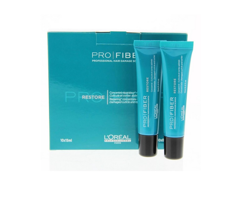 LOreal Professionnel Концентрат для сильно поврежденных волос Pro Fiber Restore Concentrate, 10х15 млLE1547400 LOreal Professionnel Концентрат для сильно поврежденных волос Pro Fiber Restore Concentrate, 10х15 млLE1547400LOreal Professionnel Pro Fiber Restore Concentrate - средство для восстановления сильно поврежденных волос исключительно в условиях салона! Предназначен концнтрат для профессионального ухода за волосами, которые часто подвергаются термоздействию - частая сушка феном, выравнивание утюжком, окрашивание и мелирование.В составе концентрата находится инновационная разработка - комплекс Pro Fiber, который связывает внутренние слои волоса в трехмерную сеть, эффективно восстанавливая структуру и укрепляя ее по всей длине. Герметезирующий эффект оказывают катионные полимеры, которые покрывают каждый волосок защитной пленкой, приглаживают чешуйки и предотвращают дальнейшее возможное отслаивание. Pro Fiber Restore - уникальный комплекс, помогающий волосам вновь обрести жизненную энергию и блеск, стать шелковистыми и мягкими. Концентрат LOreal Professionnel Pro Fiber Restore Concentrate также является идеальным решением для ухода за обесцвеченными, милированными и окрашенными волосами.