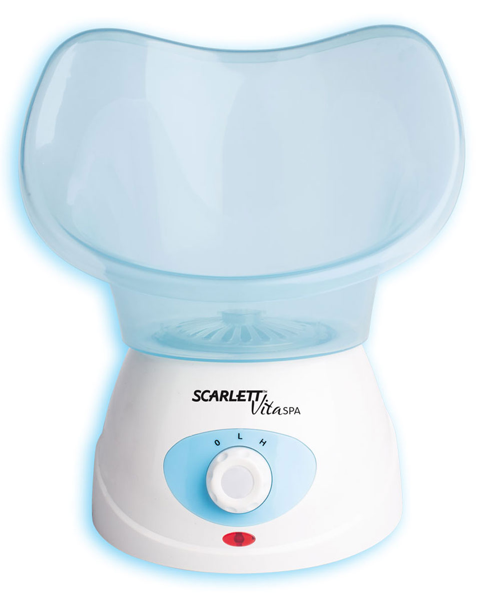 Scarlett SC-CA300S01, Blue прибор по уходу за лицомSC-CA300S01 Scarlett SC-CA300S01, Blue прибор по уходу за лицомSC-CA300S01Сауна для лица Scarlett SC-CA300S01 предназначена для проведения косметических процедур в домашних условиях. Прибор представляет собой генератор водяного пара, который способствует раскрытию пор. Благодаря этому производится не только поверхностная, но и глубокая чистка лица. Парообразование может регулироваться специальным вентилем, который расположен на передней панели. После принятия таких ванн ваша кожа будет сохранять свой здоровый и свежий цвет, нежность и упругость. К тому же если использовать различные ароматические средства, вы сможете расслабиться, снять нервное напряжение и улучшить самочувствие.2 режима работыИндикатор работы Мерный стакан для удобства дозировкиЕмкость для добавления трав, воды и арома-масел