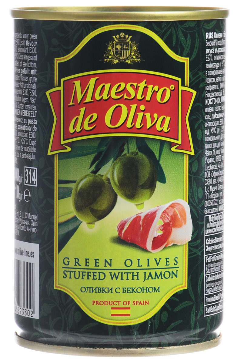 Maestro de Oliva оливки с беконом, 300 г0710095/3 Maestro de Oliva оливки с беконом, 300 г0710095/3Maestro de Oliva - превосходные оливки с беконом. Оливки и маслины от Maestro de Oliva на протяжении последних лет являются лидером продаж на российском рынке, благодаря широкому ассортименту и неизменно высокому качеству.