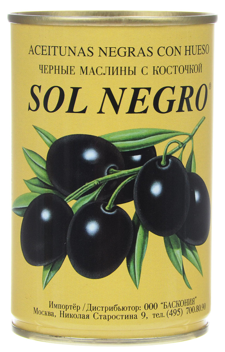 Sol Negro маслины черные с косточкой, 360 г0720002 Sol Negro маслины черные с косточкой, 360 г0720002Превосходные черные маслины Sol Negro с косточкой. Оливки и маслины Sol Negro - давно знакомый потребителям бренд, один из лидеров в данной категории продуктов.