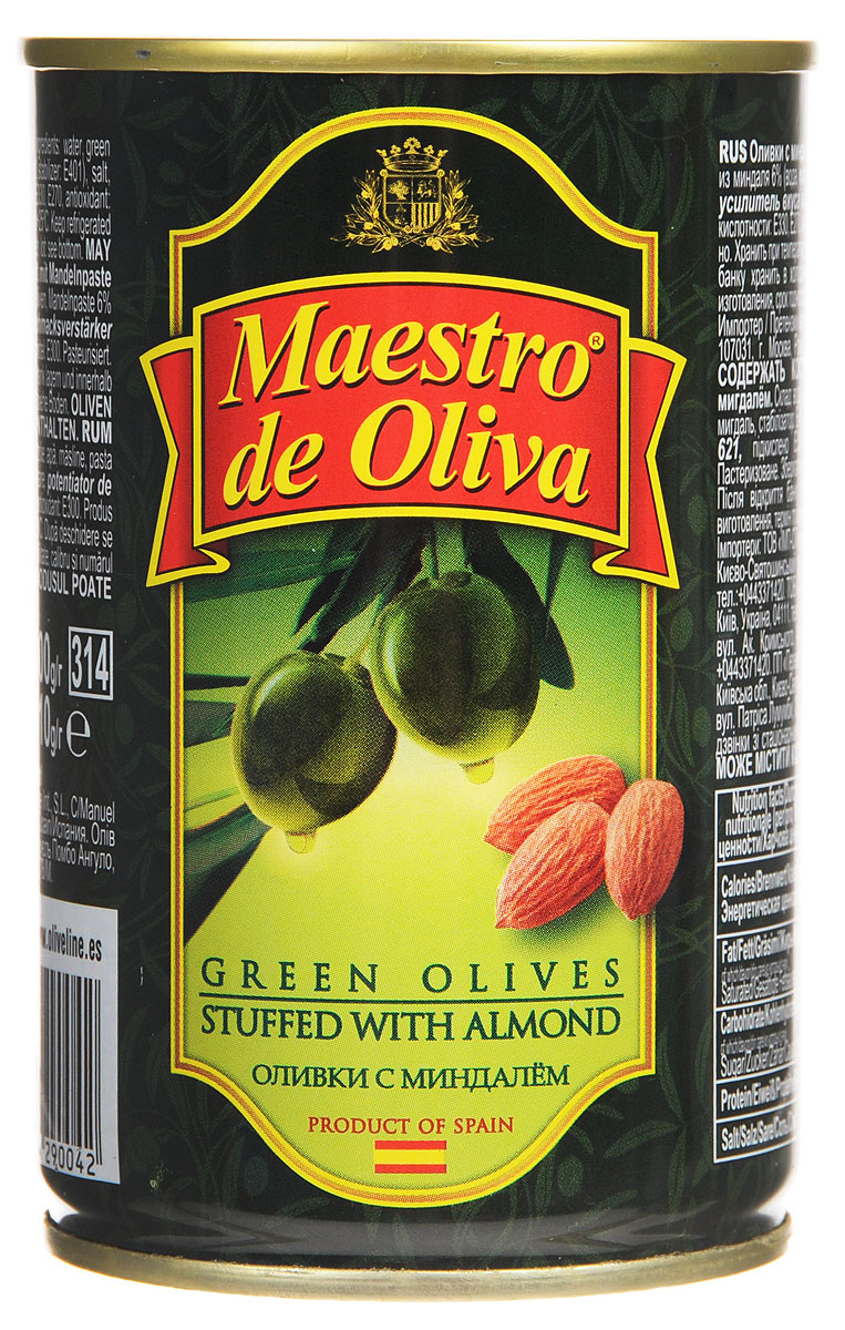 Maestro de Oliva оливки с миндалем, 300 г maestro grand
