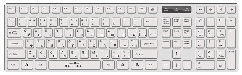 Oklick 556S, White клавиатура