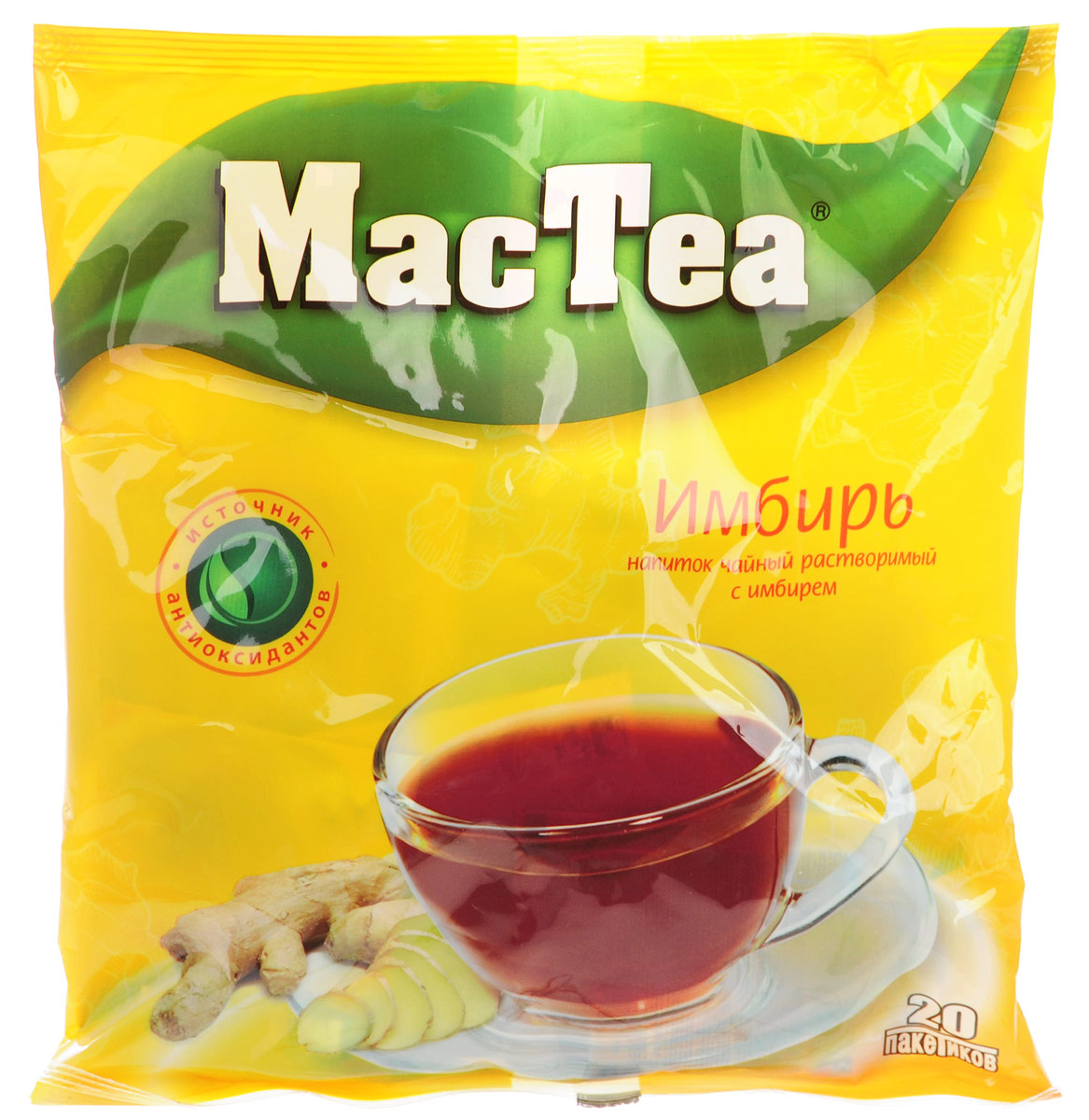 MacTea напиток чайный с имбирем, 20 шт8887290103541 MacTea напиток чайный с имбирем, 20 шт8887290103541Растворимый чайный напиток MacTea с имбирем понравится и детям, и взрослым. Этот напиток можно употреблять как в холодном, так и в горячем виде. Для приготовления необходимо залить содержимое пакетика стаканом воды и тщательно размешать.