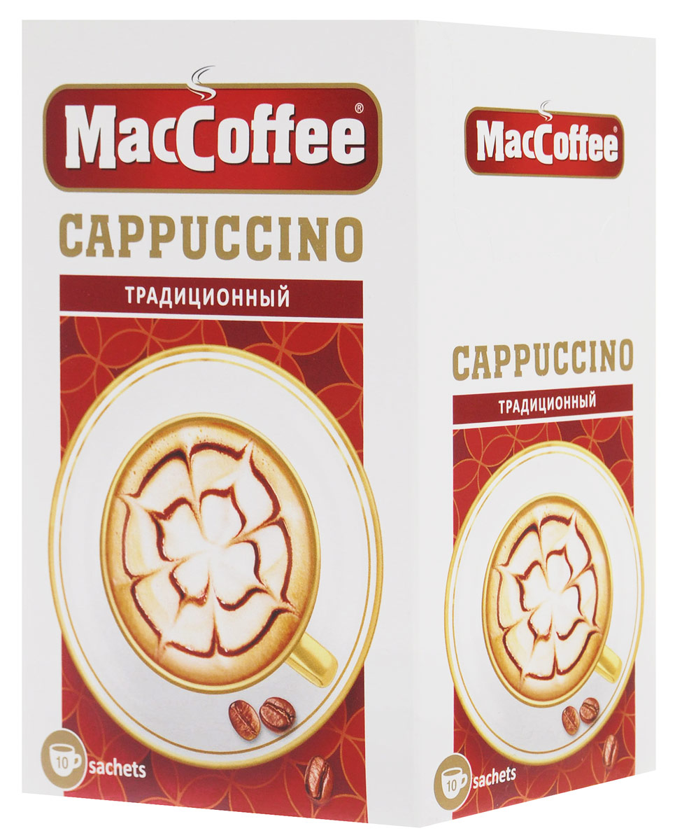 MacCoffee Cappuccino Традиционный кофейный напиток, 10 шт8887290151122 MacCoffee Cappuccino Традиционный кофейный напиток, 10 шт8887290151122В MacCoffee Cappuccino Традиционный сочетаются превосходно обжаренный кофе, сливки, тростниковый сахар и воздушная пенка. И пусть все дела подождут - просто насладитесь восхитительным вкусом MacCoffee Cappuccino Традиционный!