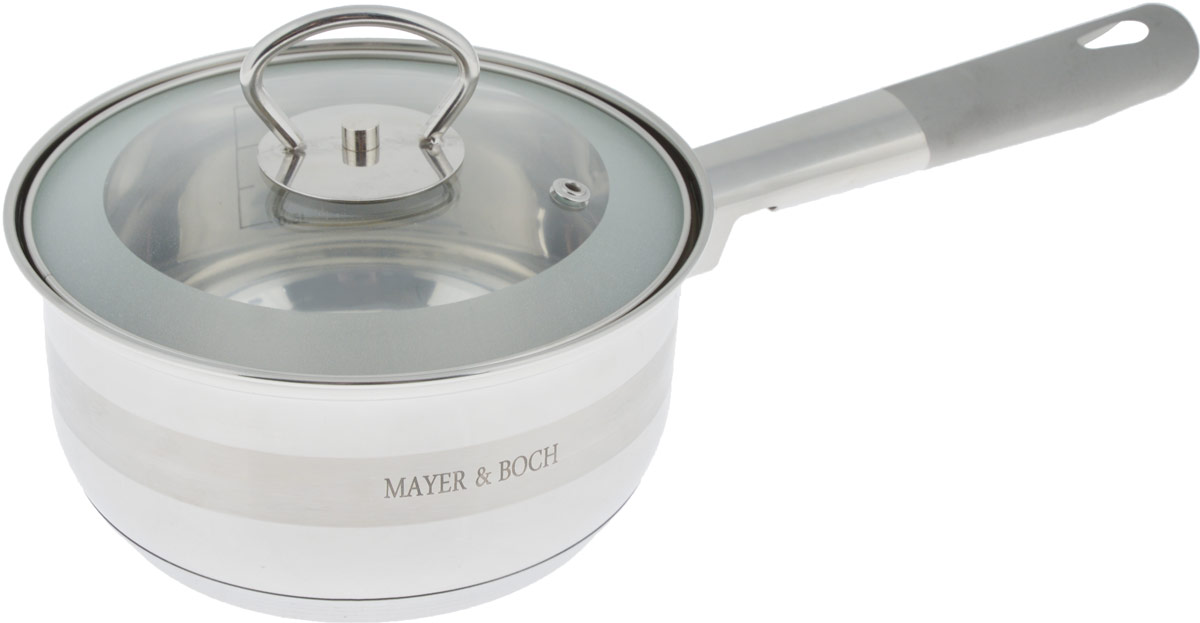 Сотейник Mayer & Boch с крышкой, 1,6 л25403 Сотейник Mayer & Boch с крышкой, 1,6 л25403Сотейник Mayer & Boch изготовлен из высококачественной нержавеющей стали. Комбинация зеркальной и матовой полировки придает посуде безупречный внешний вид. Гладкая, идеально ровная поверхность легко очищается. Сотейник предназначен для здорового и экологического приготовления пищи. Удобная ручка имеет матовое покрытие и отверстие для подвешивания на крючок. Внутренние стенки имеют отметки литража. Крышка выполнена из термостойкого стекла, снабжена металлическим ободом и отверстием для выпуска пара. Сотейник можно использовать на всех типах плит, включая индукционные. Можно мыть в посудомоечной посуде. Диаметр (по верхнему краю): 16 см. Высота стенки: 8,5 см. Длина ручки: 15 см. УВАЖАЕМЫЕ КЛИЕНТЫ!Обращаем ваше внимание на тот факт, что объем указан максимальный, с учетом полного наполнения до кромки. Шкала на внутренней стенке изделия имеет меньший литраж.