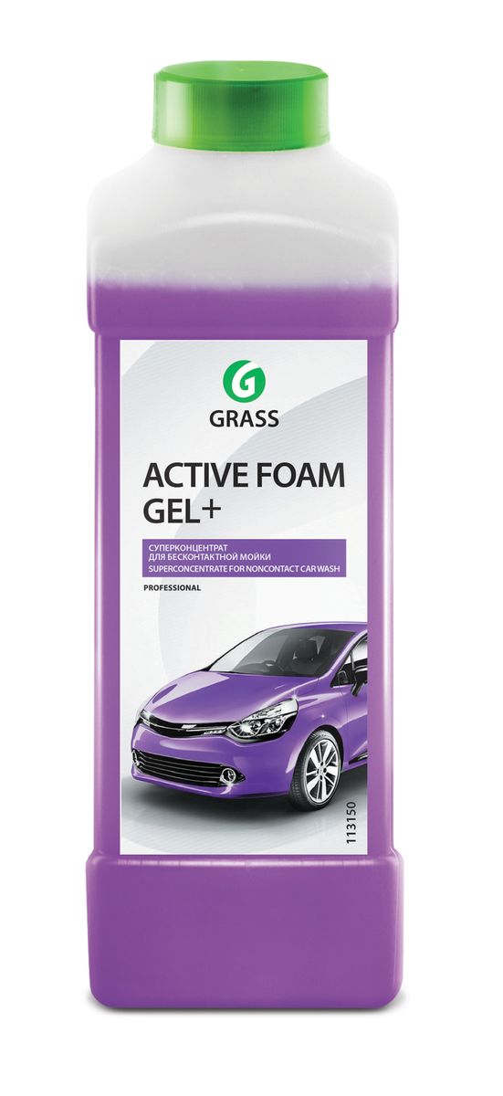 Активная пена Grass Active Foam Gel+, 1 л113180 Активная пена Grass Active Foam Gel+, 1 л113180Активная пена Grass Active Foam Gel+ предназначена для бесконтактной мойки легкового и грузового автотранспорта. Хорошо пенится и легко смывается с поверхности. Удаляет дорожную грязь, пыль, масло, следы насекомых. Суперконцентрированная формула позволяет отмыть в 3 раза больше грязи. Перед нанесением средство необходимо разбавить с теплой водой из расчета 1:80-1:250 (4-25 г/л) для пеногенератора (25, 50, 100 л) или 1:6-1:12 (80-150 г) в пенокомплект (1 л). Товар сертифицирован.