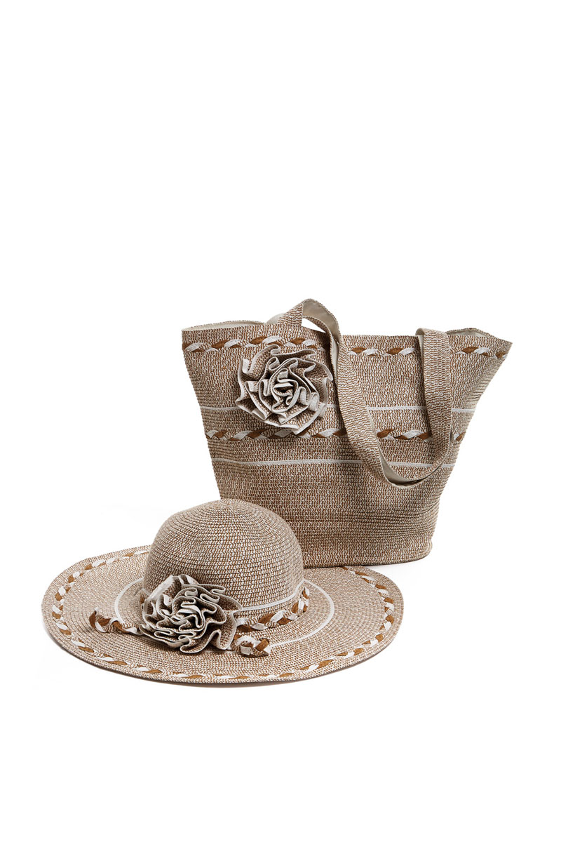 Комплект женский Moltini: сумка, шляпа, цвет: бежевый. 15T010. Размер 57/58