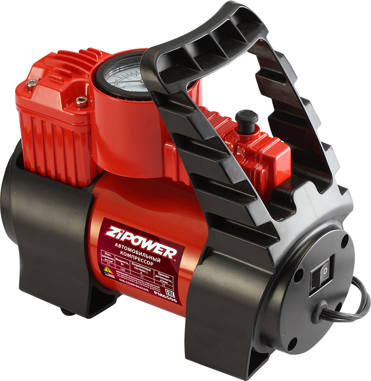 Компрессор автомобильный Zipower. PM 6506PM 6506 Компрессор автомобильный Zipower. PM 6506PM 6506Автомобильный компрессор позволяет накачать колесо автомобиля или же проверить в нем давление. Работает от бортовой сети 12 В. Компрессор обладает высокой производительностью, что позволяет быстро накачать колесо. Широкаякомплектация позволяет накачать различные надувные изделия и запитать компрессор от аккумулятора.Мощный, высокопроизводительный компрессор, при работе не издает много шума.Имеет аварийный клапан сброса давления, который задействуется автоматически в случае достижения критического уровня давления. Обладает функцией откачивания (реверс) – очень полезная функция, например, когда нужно быстро сдуть резиновый матрас. Имеет в комплекте несколько насадок для накачивания различных надувных изделий.Напряжение: 12 ВМощность: 160 ВтМаксимальное давление: 11 атмПроизводительность: 35 л/мин