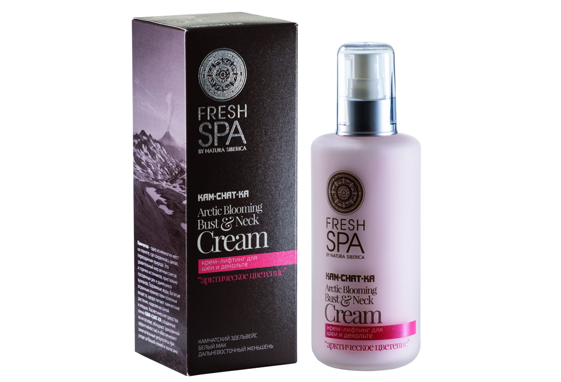 Fresh Spa Крем-лифтинг Kam-Chat-Ka Арктическое цветение, 200 мл086-02-33410 Fresh Spa Крем-лифтинг Kam-Chat-Ka Арктическое цветение, 200 мл086-02-33410Крем-лифтинг для шеи и декольте Арктическое цветение восстанавливает упругость и эластичность кожи и обеспечивает ее высокий тонус благодаря уникальному комплексу на основе дикорастущих трав. Средство эффективно разглаживает морщины, замедляя процесс старения. В его состав входит редкий органический экстракт камчатского эдельвейса, который считается заповедным растением и выращивается на специальных плантациях. Благодаря высокому содержанию танина он обладает невероятно мощными защитными свойствами, оберегая кожу от вредного воздействия окружающей среды, солнечных ожогов и преждевременного старения. Органический экстракт белого мака питает нежную кожу шеи и декольте, насыщает ее необходимыми микроэлементами. Смягчает и увлажняет, повышает упругость и эластичность кожи, помогает избавиться от возрастной пигментации. Органический экстракт дальневосточного женьшеня обеспечивает быстрый омолаживающий эффект. Подтягивает кожу, повышает ее способность к регенерации. Разглаживает морщины, возвращает коже естественное сияние и свежесть.Эффект: Восстанавливает упругость и эластичность кожи и обеспечивает её высокий тонус. Средство эффективно разглаживает морщины, замедляя процесс старения.