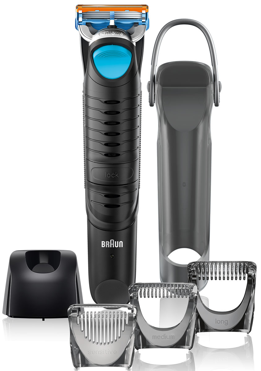 Braun BG 5010 электробритва81517337 Braun BG 5010 электробритва81517337Braun BG 5010 — идеальный инструмент для удаления волос на всем теле. Он на 100 % водонепроницаемый, что позволяет использовать его под душем.Три гребня для стрижки:Подстригай волосы на теле с точной длиной до 0,6, 3 и 8 мм. Для 3 различных образов на смену гладкому бритью. Насадка-гребень для чувствительной кожи повышает безопасность в процессе стрижки деликатных зон, таких как подмышки или лобок.Разработана специально для удаления волос на теле:Для идеально ухоженного тела необходим инструмент, разработанный для оптимального удобства. Груммер для тела Braun BG 5010 снабжен гибкой ручкой, твердыми краями для более эффективного контроля и выемкой для большого пальца.100 % водонепроницаемость для использования в душе и легкости в очистке:100 % безопасное использование в условиях влажности. Повышенный комфорт и удобство. Простая очистка под проточной водой.Мощные батареи для долгой работы:Груммер для тела Braun оснащен мощной системой двойных батарей и двумя никель-металгидридными аккумуляторами. Они полностью перезаряжаются за 14 часов для более чем 50 минут беспроводной работы.Стрижка и бритье всех зон:Совершенствуй свой внешний вид с помощью отлично выбритого тела. Легко переключайся между тремя режимами, чтобы получать задуманный результат.Сверхмалые зубцы для безопасной стрижки волос в чувствительных зонахПять встроенных лезвий Gillette Fusion для самого гладкого и чистого бритья без порезов и трещинСтрижка, бритье или обе процедуры в одном прибореСпособы использования:Только триммер:Подстригай волосы на теле в трех разных режимах длины с помощью мощного триммера для тела (0,6, 3 и 8 мм).Только бритва:Самое гладкое и чистое бритье с 5 встроенными лезвиями Gillette Fusion.Триммер и бритва:Объедини 2 функции - бритье и стрижку - в одном приборе для более эффективного удаления волос на теле.