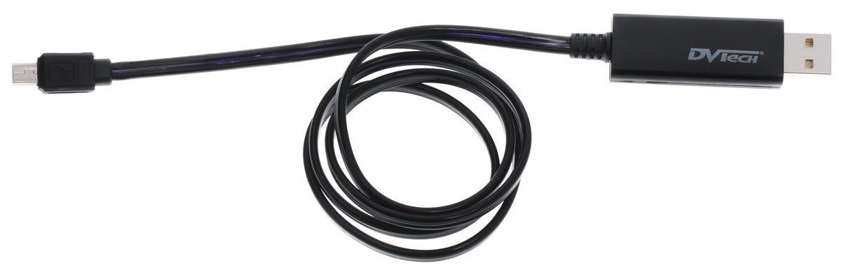 DVTech CB720, Black кабель miniUSB-USB с LED подсветкой 0,9 м