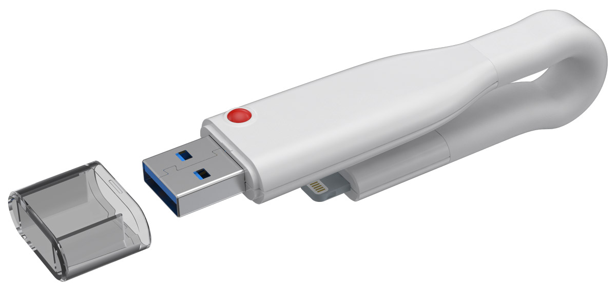 Emtec T500 32GB, White USB-накопительECMMD32GT503 Emtec T500 32GB, White USB-накопительECMMD32GT503Ультра-быстрый накопитель Emtec T500 с двухсторонним коннектором USB 3.0 и Lightning. Оцените уникальный, продуманный до мельчайших деталей дизайн. Делайте фотографии и видео прямо на USB-накопитель. Скачивайте видео или музыку прямо с накопителя на ваш iPad или iPhone. Легко делитесь своими файлами через e-mail, MMS или социальные сети. В мгновение ока сохраняйте ваши файлы в облако (Dropbox, Google Drive, и т.д.).Используйте гибкий мягкий кабель, позволяющий прикрепить Emtec T500 к связке ключей, петле для ремня, сумке или кошельку.Скорость чтения Lightning: 20 МБ/секСкорость записи Lightning: 10 МБ/секСовместимость: iPhone 5/5s/5c, 6 /6 Plus, 6s/6s Plus, iPad 4, iPad Air/Air 2, iPad mini/mini 2/mini 3, iPad Pro, iPod Touch 5 и 6 поколения