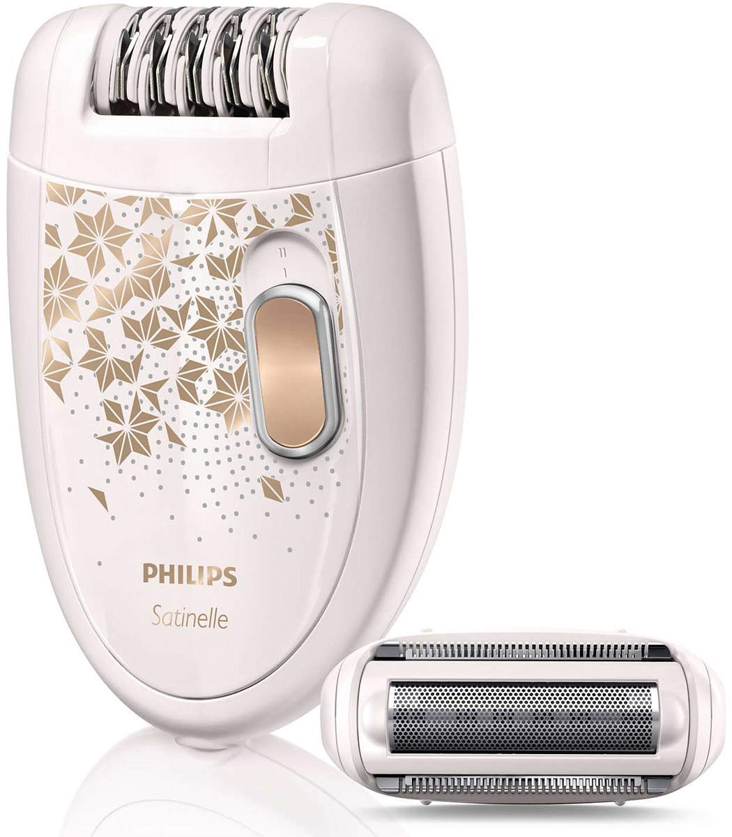 Philips HP6428/00 эпиляторHP6428/00 Philips HP6428/00 эпиляторHP6428/00Эпилятор Philips Satinelle сделает вашу кожу идеально гладкой надолго. Он бережно удаляет с корнем волоски длиной от 0,5 мм, обеспечивая идеальную гладкость кожи на срок до четырех недель. В комплект входит бритвенная головка и маленькая щеточка для очистки.Бритвенная головка повторяет контуры линии бикини и подмышек для более гладкого бритьяЭпилирующие диски для бережной эпиляции удаляют волоски длиной от 0,5 мм без неприятных ощущений на кожеУникальные эпилирующие диски удаляют волоски длиной от 0,5 ммДополнительный режим скорости для удаления тонких волосков на труднодоступных участках телаЭпилятор оснащен моющейся головкой. Ее можно снять и промыть под струей воды, что обеспечивает максимальную гигиенуМаленькая щеточка для удаления волос из эпилирующих дисковЭргономичная закругленная форма обеспечивает удобство во время использования прибораДвижений в секунду, скорость 1: 600Движений в секунду, скорость 2: 733