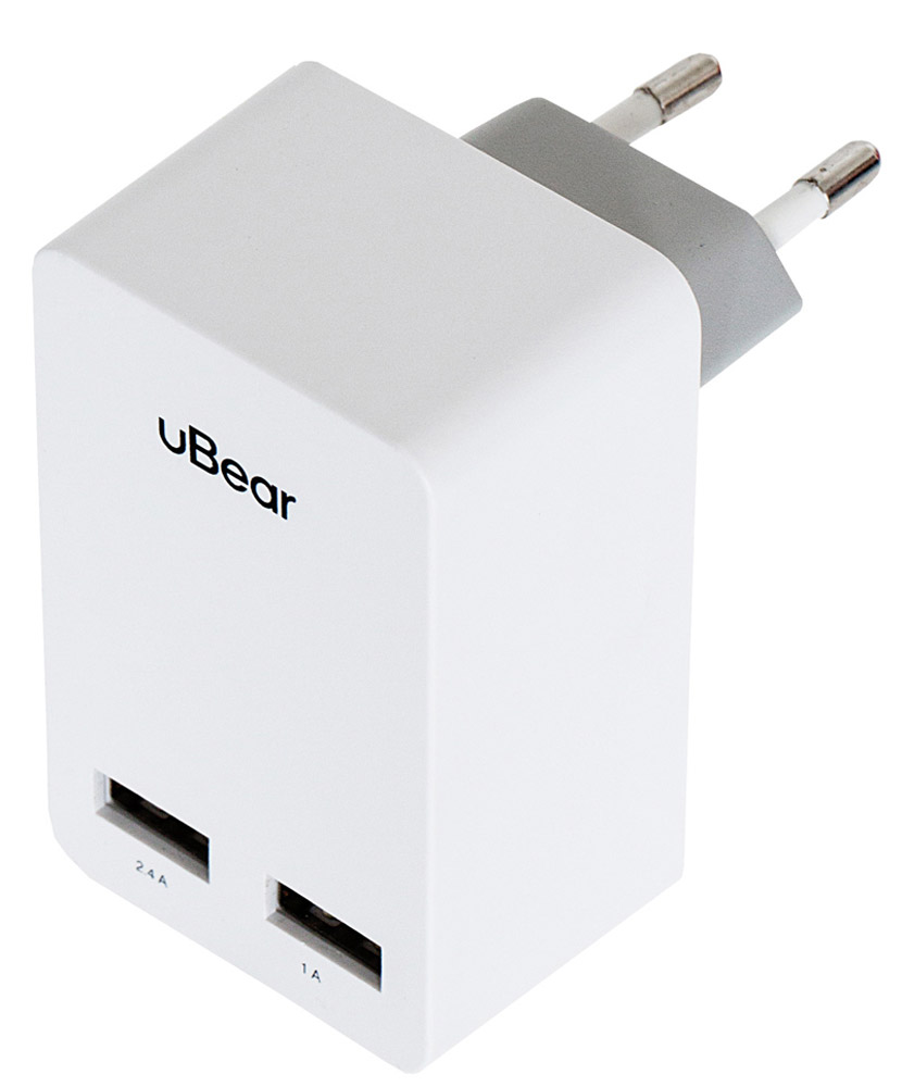 uBear 2 USB Wall Charger 3.4 А, White cетевое зарядное устройствоWC02WH01-AD uBear 2 USB Wall Charger 3.4 А, White cетевое зарядное устройствоWC02WH01-ADЗарядное устройство uBear 2 USB Wall Charger 3.4 А предназначено для заряда батареи мобильных телефонов, смартфонов и других цифровых устройств через USB от сети 100-240В. Он подходит для розетки европейского стандарта, тем самым устройство можно подключить к большинству розеток. Выходные параметры адаптера достаточны для питания различных типов портативной электроники.USB1 - 2,4АUSB2 - 1А