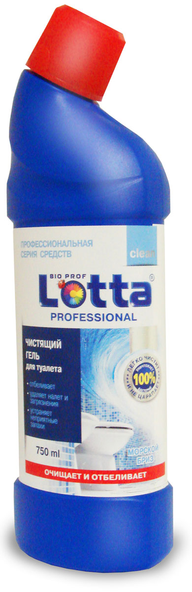 Чистящий гель Lotta Рrofessional, для туалета, морской бриз, 750 мл4660002310895 Чистящий гель Lotta Рrofessional, для туалета, морской бриз, 750 мл4660002310895Чистящий гельLotta Рrofessional с ароматом морского бриза, идеально подходит для чистки раковин, унитазов, керамической плитки, душевых поддонов и труб.