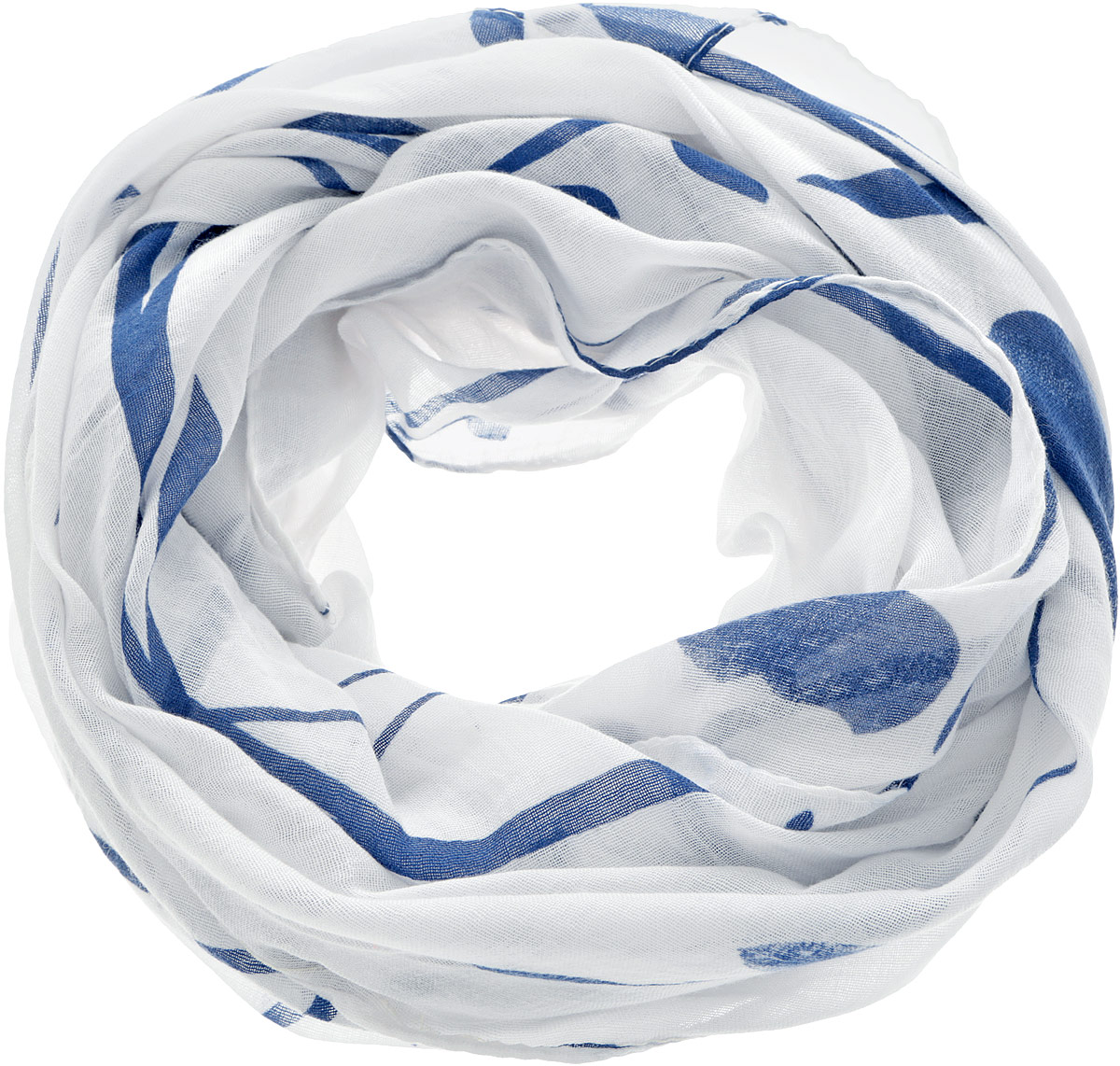 Палантин Moltini, цвет: белый, синий. 4A-1601. Размер 85 см х 180 см