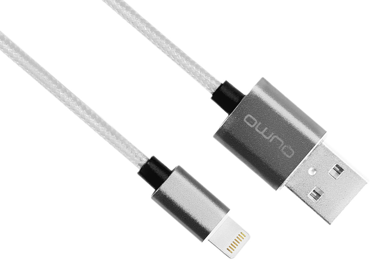 QUMO MFI кабель USB-Apple 8pin в оплетке, Silver (1 м)