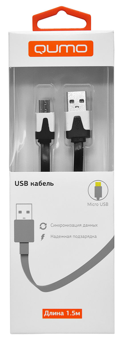QUMO кабель microUSB-USB плоский, Black (1,5 м)20517 QUMO кабель microUSB-USB плоский, Black (1,5 м)20517Высококачественный кабель QUMO для надежной подзарядки и синхронизации данных для устройств с разъемом microUSB.