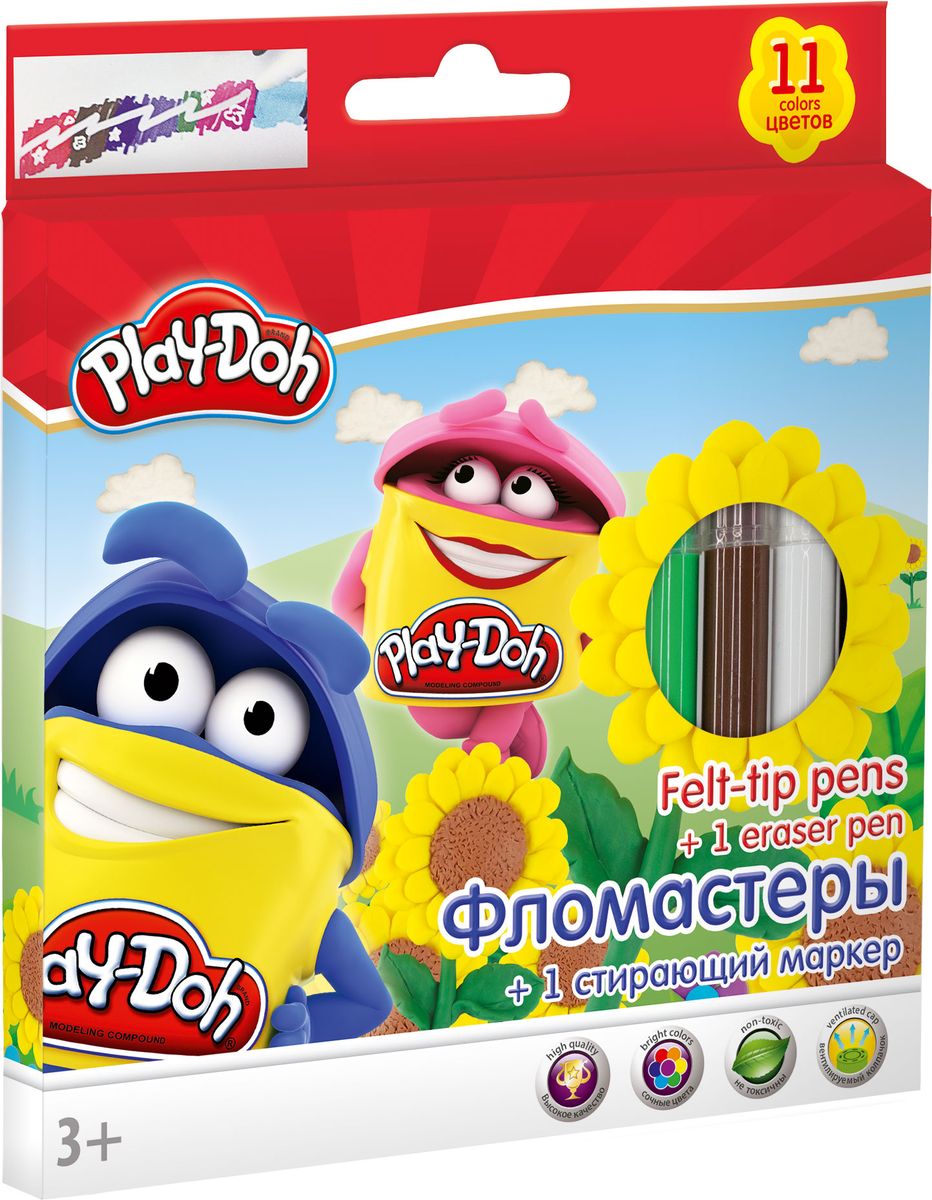 Play Doh Набор цветных фломастеров 12 штPDDB-US1-17MB-12 Play Doh Набор цветных фломастеров 12 штPDDB-US1-17MB-12Набор фломастеров Play Doh предназначен специально для рисования и закрашивания. Он обязательно порадует юных художников и поможет им создать яркие и неповторимые картинки.Фломастеры выполнены из нетоксичного пластика и имеют прочный утолщенный наконечник. В комплекте с фломастерами идет один стирающий маркер.