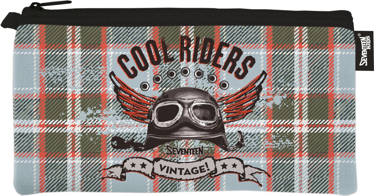 Seventeen Пенал Cool RidersSKDB-UT4-049N Seventeen Пенал Cool RidersSKDB-UT4-049NПенал Seventeen Cool Riders станет не только практичным, но и стильным школьным аксессуаром.Пенал очень вместительный и с ярким дизайном. Состоит из одного отделения на молнии, в котором без труда поместятся канцелярские принадлежности.Такой пенал станет незаменимым помощником для школьника, с ним ручки и карандаши всегда будут под рукой и больше не потеряются.
