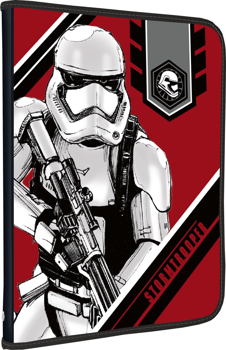 Star Wars Папка для тетрадей StormtrooperSWDB-US1-CPBFLA4 Star Wars Папка для тетрадей StormtrooperSWDB-US1-CPBFLA4Папка Star Wars Stormtrooper формата А4 - это оптимальный способ уберечь от деформации тетради, документы, рисунки и прочие бумаги. С ней можно забыть о погнутых уголках и краях. Кроме того, теперь все необходимые бумаги и тетради будут аккуратно собраны, а не распределены по разным местам, что сократит время их поиска. Папка застегивается на молнию.