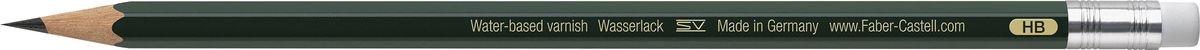Faber-Castell Карандаш чернографитовый Castell 9000 119200119200 Faber-Castell Карандаш чернографитовый Castell 9000 119200119200Чернографитовый карандаш Faber-Castell Castell 9000 предназначен не только для письма, но и для эскизов и рисования.Специальная SV технология вклеивания грифеля предотвращает его поломку при падении, а высокое качество мягкой древесины обеспечивает легкое затачивание.Такой карандаш с чистым графитом не царапает бумагу, ровно и гладко ложится, хорошо штрихует, передавая воздушность и светотени.