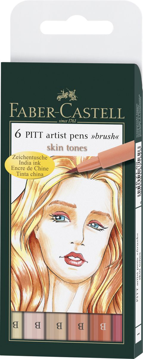 Faber-Castell Капиллярные ручки с кисточкой Pitt Artist Pens Skin Tones 6 цветов