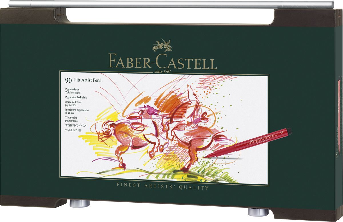 Faber-Castell Набор капиллярных ручек с кисточками Pitt Artist Pen 90 цветов