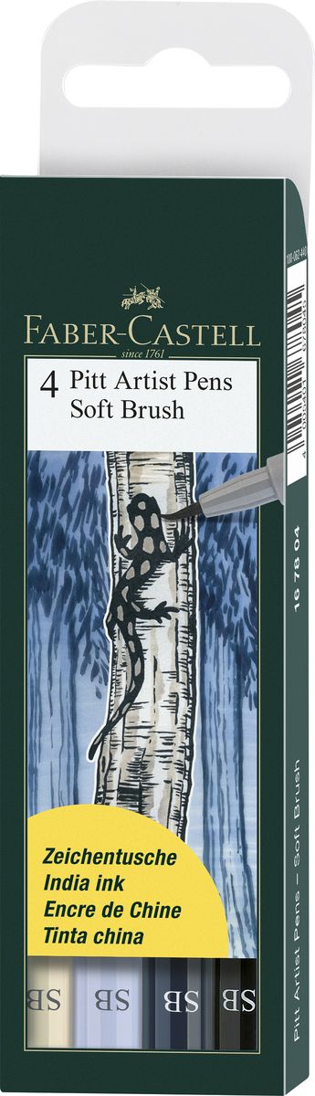 Faber-Castell Капиллярные ручки с кисточкой Soft Brush 4 цвета