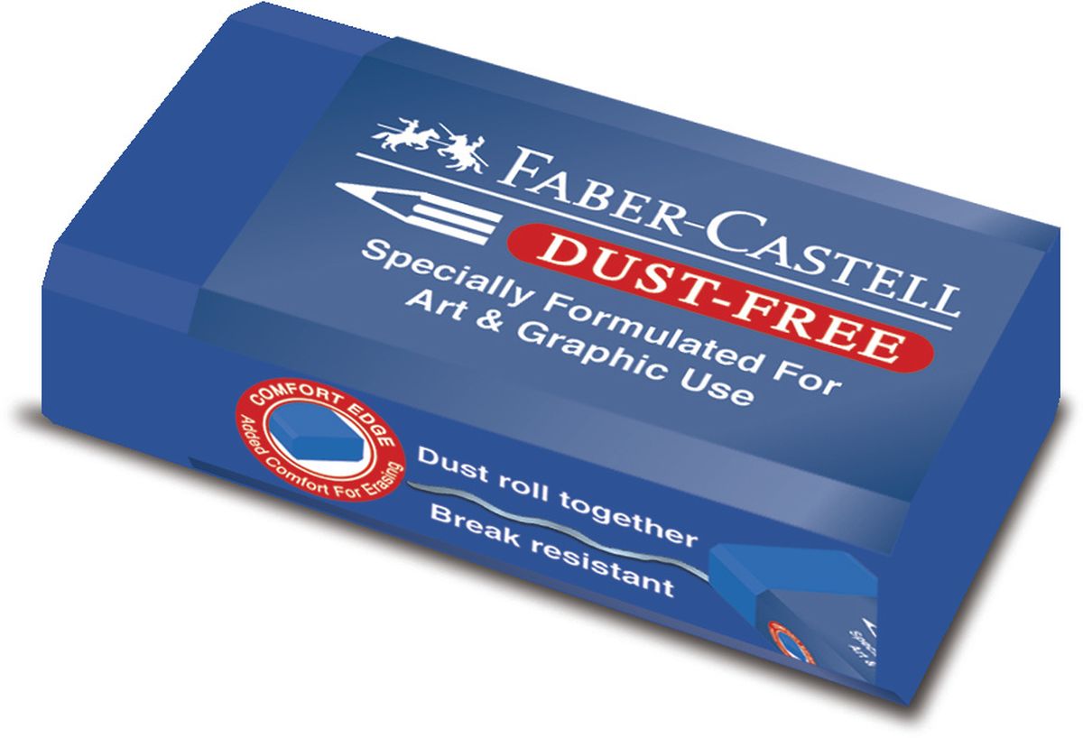 Faber-Castell Ластик Dust-Free цвет синий187170 Faber-Castell Ластик Dust-Free цвет синий187170Ластик Faber-Castell Dust-Free станет незаменимым аксессуаром на рабочем столе не только школьника или студента, но и офисного работника. Аккуратный ластик не оставляет грязных разводов. Кроме того, высококачественный ластик не повреждает бумагу даже при многократном стирании.