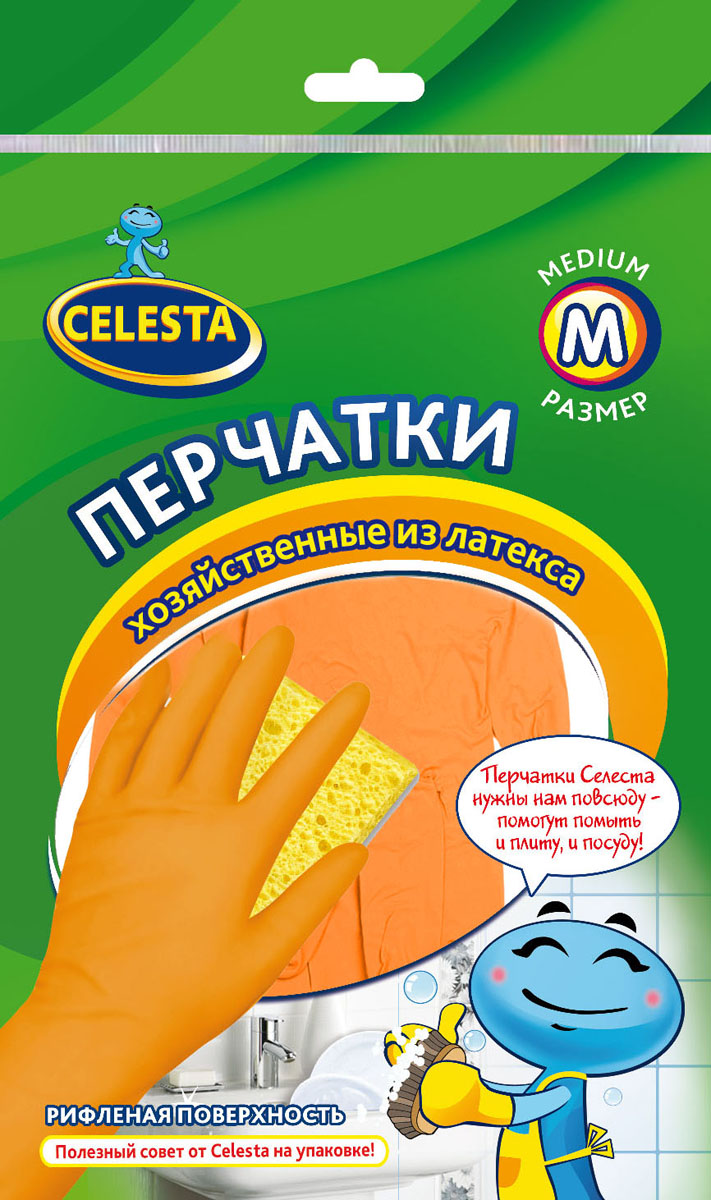Перчатки хозяйственные Celesta, цвет: красный. Размер М M_красный Перчатки хозяйственные Celesta, цвет: красный. Размер М M_красныйУниверсальные перчатки Celesta, произведены из высококачественного латекса, рифленая поверхность позволяет удерживать мокрые предметы. Перчатки подходят для различных видов домашних работ. Перчатки эластичны, хорошо облегают руку.