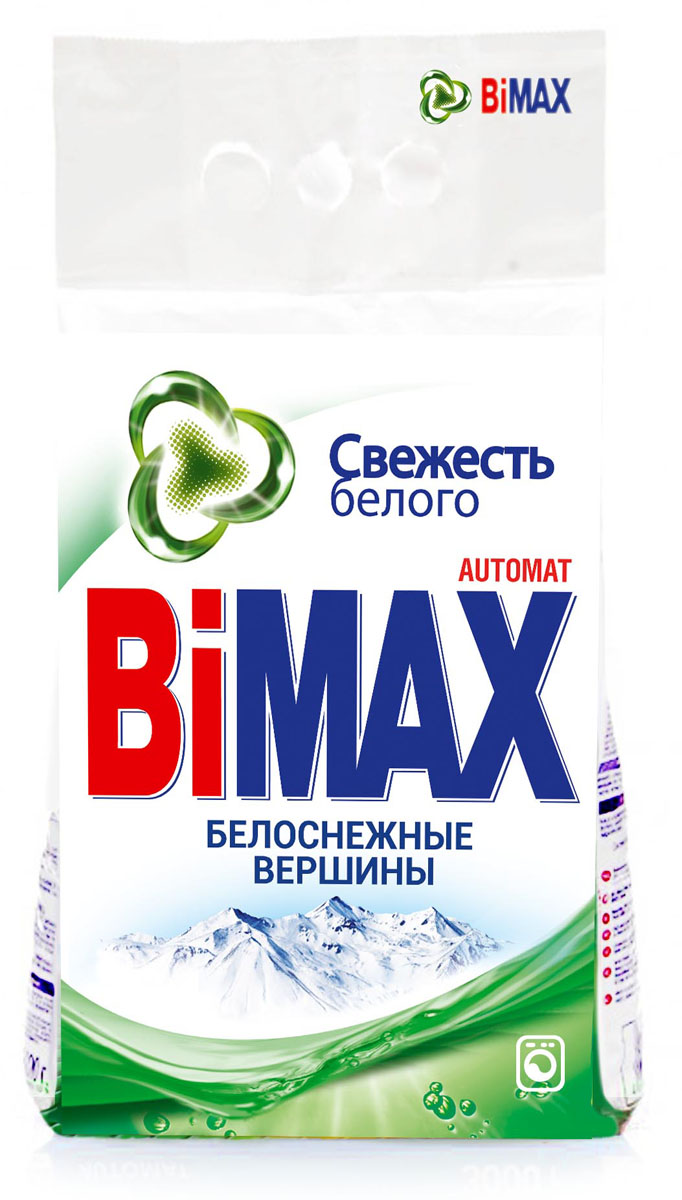 Стиральный порошок BiMax Белоснежные вершины, 3 кг512-1 Стиральный порошок BiMax Белоснежные вершины, 3 кг512-1Стиральный порошок BiMax Белоснежные вершины предназначен для замачивания, стирки и отбеливания изделий из хлопчатобумажных, льняных, синтетических тканей, а также тканей из смешанных волокон. Не предназначен для стирки изделий из шерсти и натурального шелка. Порошок имеет пониженное пенообразование, содержит биодобавки и перекисные соли. BiMax удаляет загрязнения и трудновыводимые пятна, придавая вашему белью ослепительную белизну и свежесть горных вершин. Отбеливает даже при низких температурах. Кроме того, порошок экономит ваши средства: 3 кг BiMax заменяют 4,5 кг обычного порошка.Подходит для стиральных машин любого типа и ручной стирки. Характеристики: Вес: 3 кг. Артикул: 512-1. Товар сертифицирован.УВАЖАЕМЫЕ КЛИЕНТЫ! Обращаем ваше внимание на то, что вес данного стирального порошка 3 кг. Изображение служит для визуального восприятия товара.