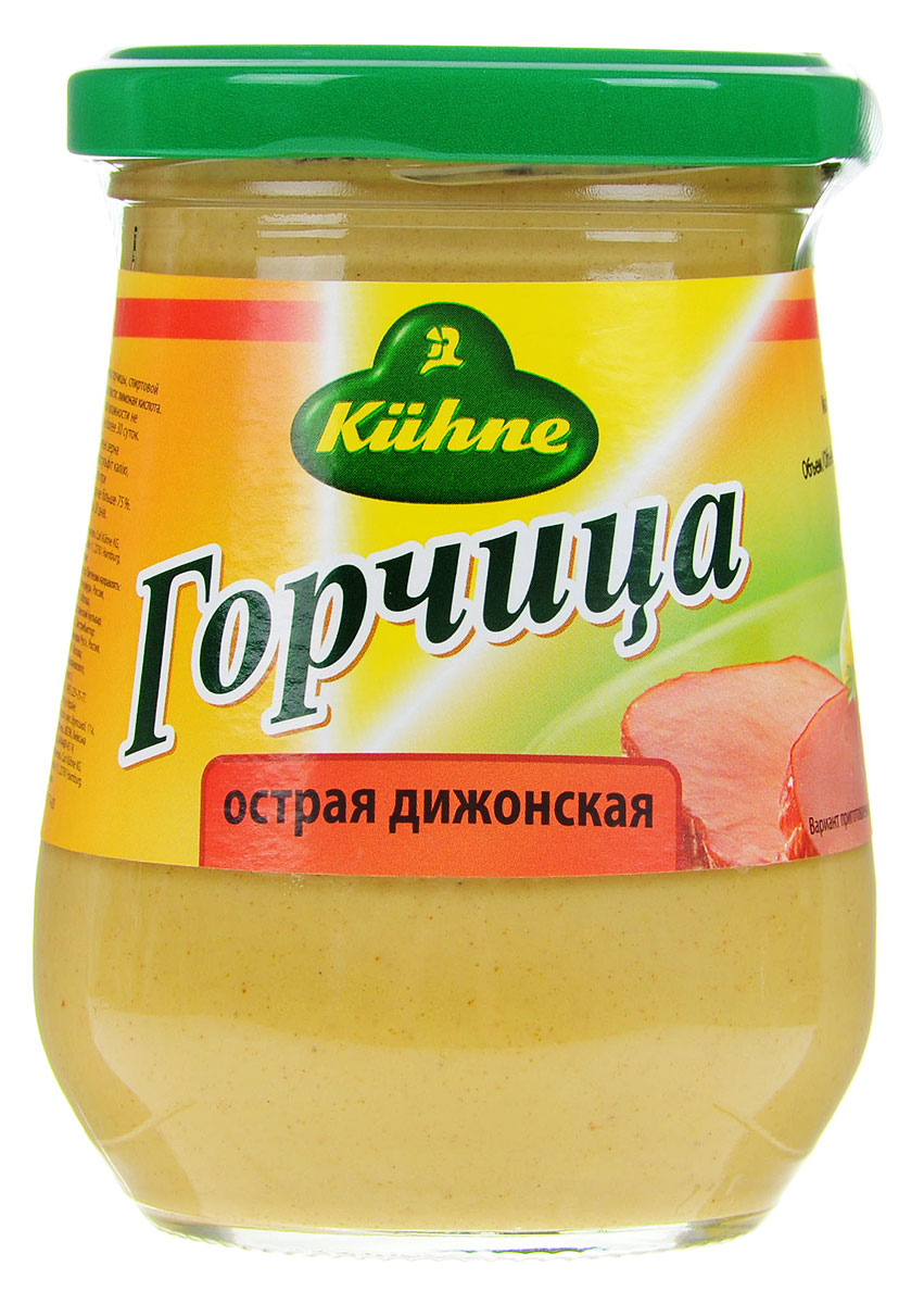 Kuhne Mustard Hot горчица острая дижонская, 260 г0560092 Kuhne Mustard Hot горчица острая дижонская, 260 г0560092Дижонская горчица от Kuhne придаст требуемую остроту любому кушанью и отлично подойдет для жаркого и блюд, приготовленных на гриле. Красивая стеклянная банка с горчицей отлично смотрится на любом столе.