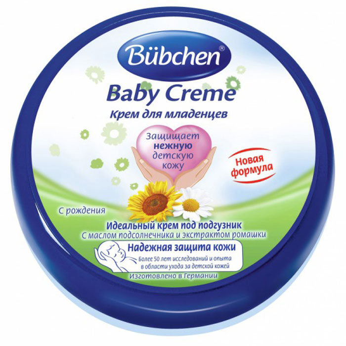 Крем для младенцев Bubchen (Бюбхен), 150 мл11351 Крем для младенцев Bubchen (Бюбхен), 150 мл11351Крем для младенцев Bubchen особенно эффективно защищает кожу в местах, закрытых пеленкой или подгузником. Идеален для профилактики опрелостей. Прекрасно снимает раздражение и воспаление, а также ухаживает за кожей в области ягодиц и паховой области. Идеален для длительных ночных пауз.Особенности: с натуральным экстрактом ромашки; с оксидом цинка, маслом зародышей пшеницы и пчелиным воском; без парафинового масла; без красителей и консервантов.