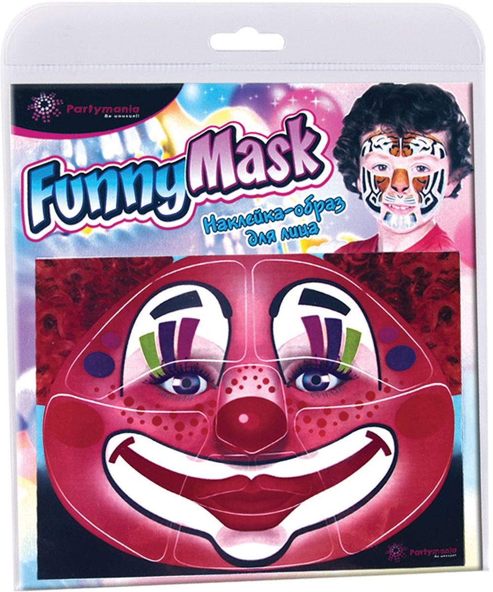 Partymania Наклейка-образ для лица Funny Mask Клоун