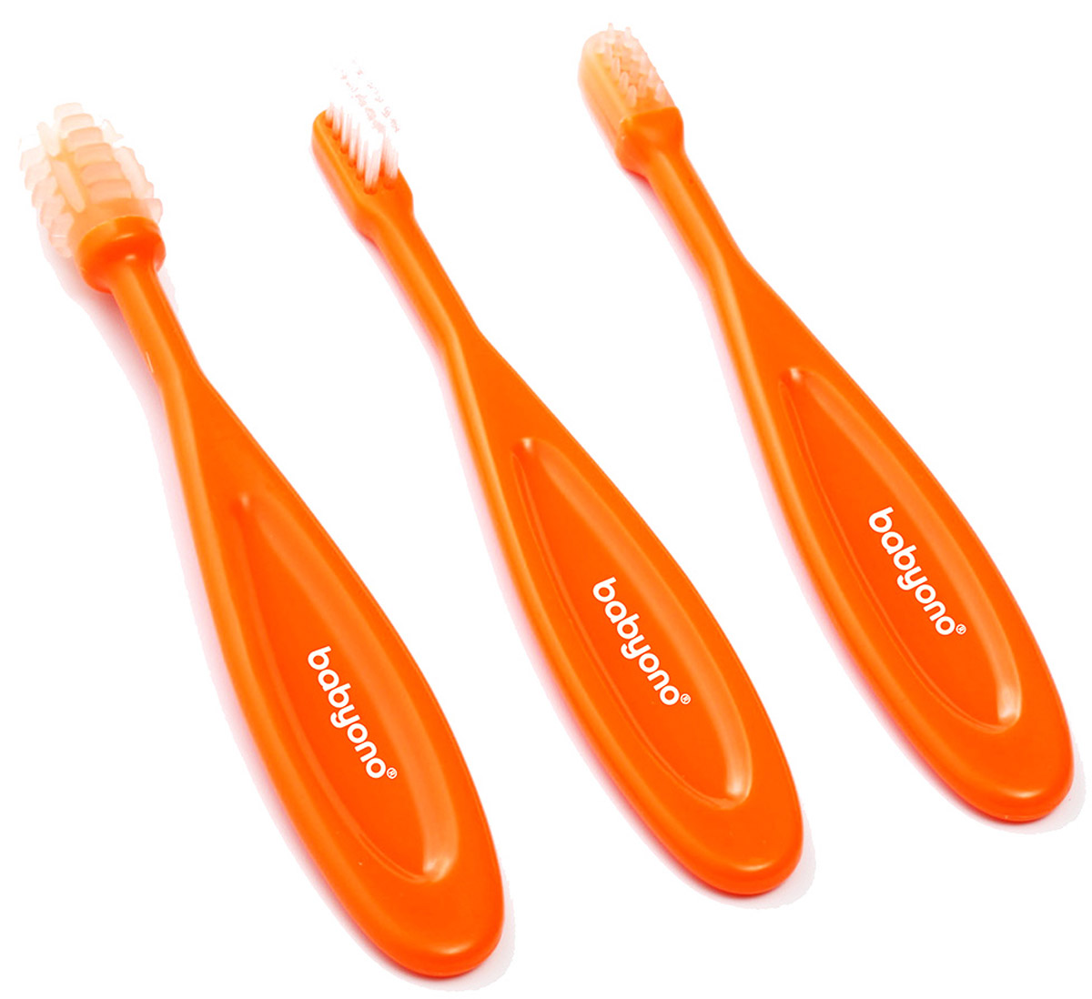 BabyOno Набор зубных щеток от 3 месяцев цвет оранжевый 3 шт