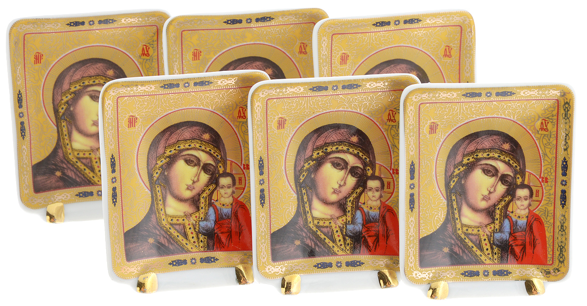 Набор декоративных тарелок Elan Gallery Казанская Божья Матерь, на подставках, 5 х 6,5 см, 6 шт gallery 5 банкетка