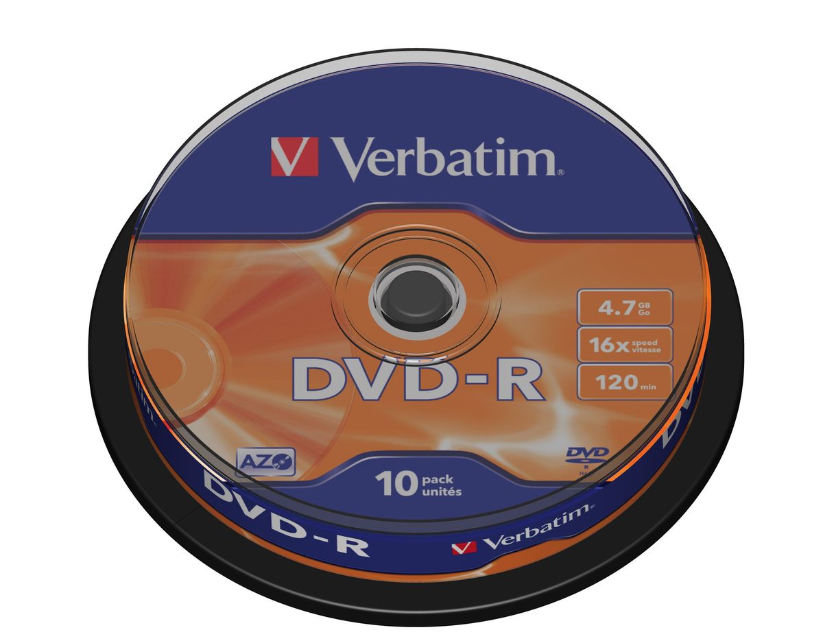 Verbatim DVD-R 4.7GB 16x лазерный диск, 10 шт (Cake)43523 Verbatim DVD-R 4.7GB 16x лазерный диск, 10 шт (Cake)43523В дисках Verbatim DVDR/RW используется технология MKM/Verbatim, обеспечивающая непревзойденное качество записи. Тесное сотрудничество отдела исследований и разработок компании Mitsubishi Chemical с производителями дисководов обеспечивает широкую совместимость дисков Verbatim, что делает их идеальными носителями для передачи компьютерных данных, домашних видеофильмов, фотографий и музыки.