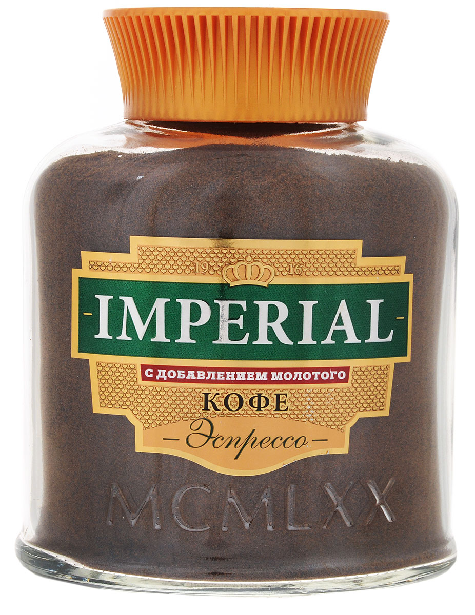 Imperial Эспрессо кофе растворимый с добавлением молотого, 95 г112380 Imperial Эспрессо кофе растворимый с добавлением молотого, 95 г112380Imperial Эспрессо - смесь растворимого порошкового кофе и молотых обжаренных зерен бразильской арабики высшего качества. Это естественный, глубокий вкус и аромат свежесваренного кофе, который можно приготовить легко и быстро. Благодаря инновационной технологии, кофе Imperial обладает не только превосходным вкусом, но и привлекательной ценой.