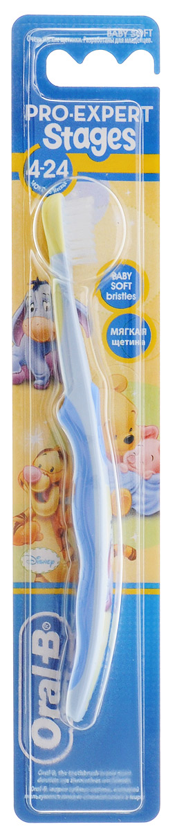 Oral-B Детская зубная щетка Pro-Expert Stages от 4 до 24 месяцев цвет голубой oral b зубная щетка pro expert clinic line ортодонтическая мягкая цвет голубой