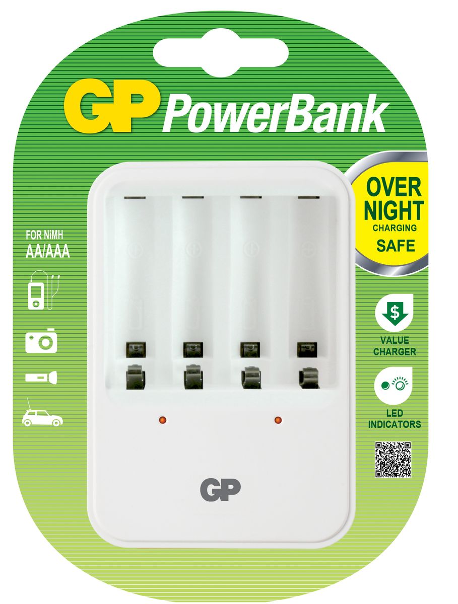 Зарядное устройство GP Batteries, для заряда 4-х аккумуляторов типа АА, ААА аккумуляторы для ноутбуков и планшетов