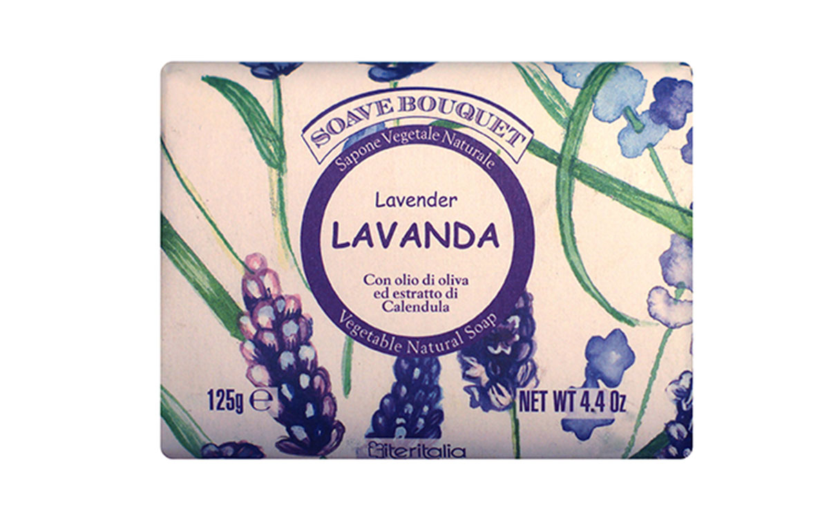 Iteritalia Мыло высококачественное натуральное растительное с оливковым маслом и экстрактом календулы, 125 г Аромат: ЛАВАНДА