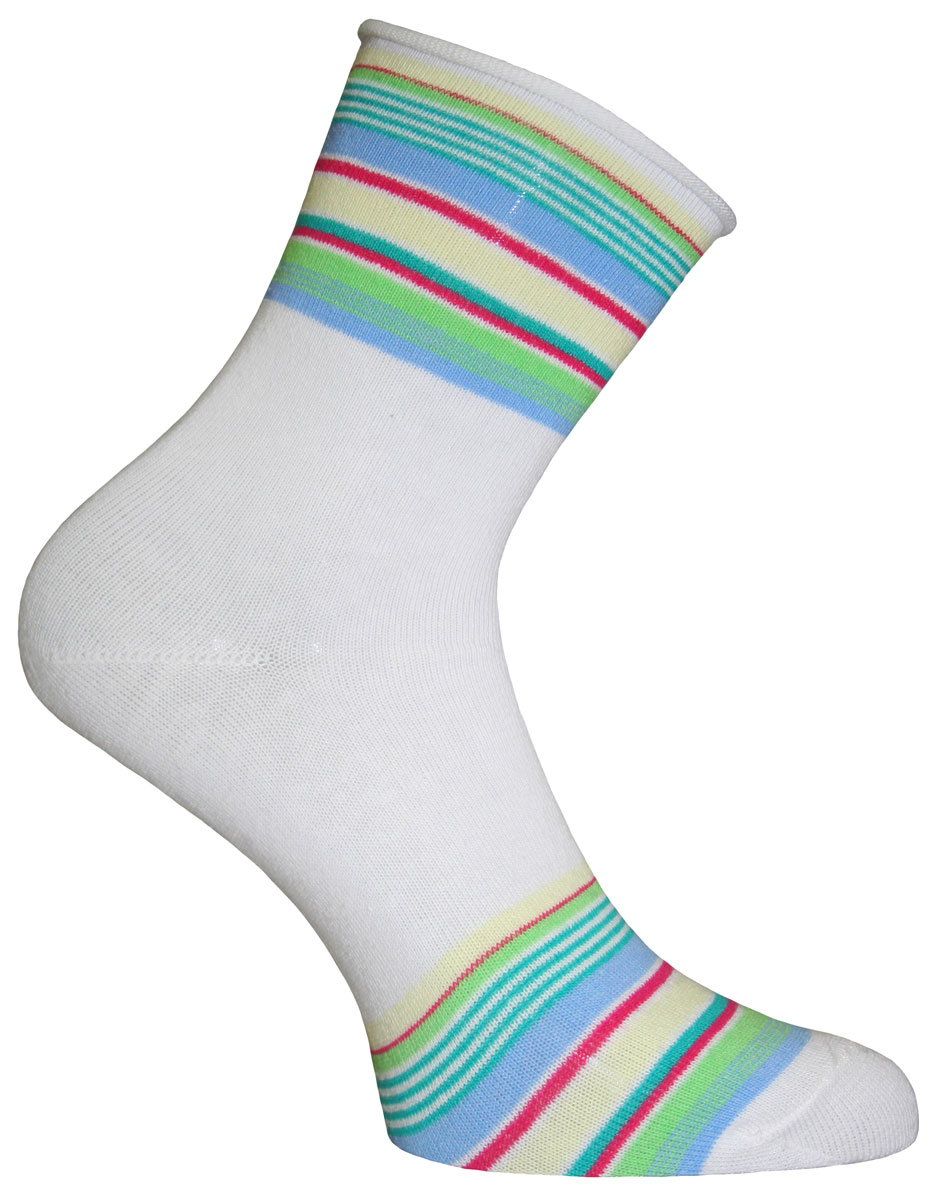 Носки женские Master Socks, цвет: белый, мультиколор. 55305. Размер 2355305 Носки женские Master Socks, цвет: белый, мультиколор. 55305. Размер 2355305Носки Master Socks изготовлены из индийского хлопка с добавлением полиамида и эластана, очень удобных и приятных при носке. Модель оформлена ярким принтом в полоску. Эластичная резинка плотно облегает ногу, не сдавливая ее, обеспечивая комфорт и удобство.