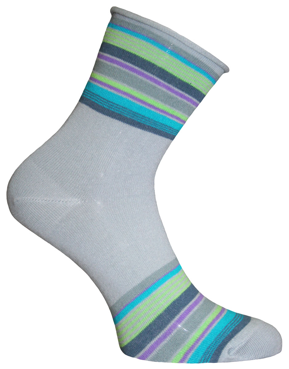 Носки женские Master Socks, цвет: светло-серый, мультиколор. 55305. Размер 2555305 Носки женские Master Socks, цвет: светло-серый, мультиколор. 55305. Размер 2555305Носки Master Socks изготовлены из индийского хлопка с добавлением полиамида и эластана, очень удобных и приятных при носке. Модель оформлена ярким принтом в полоску. Эластичная резинка плотно облегает ногу, не сдавливая ее, обеспечивая комфорт и удобство.